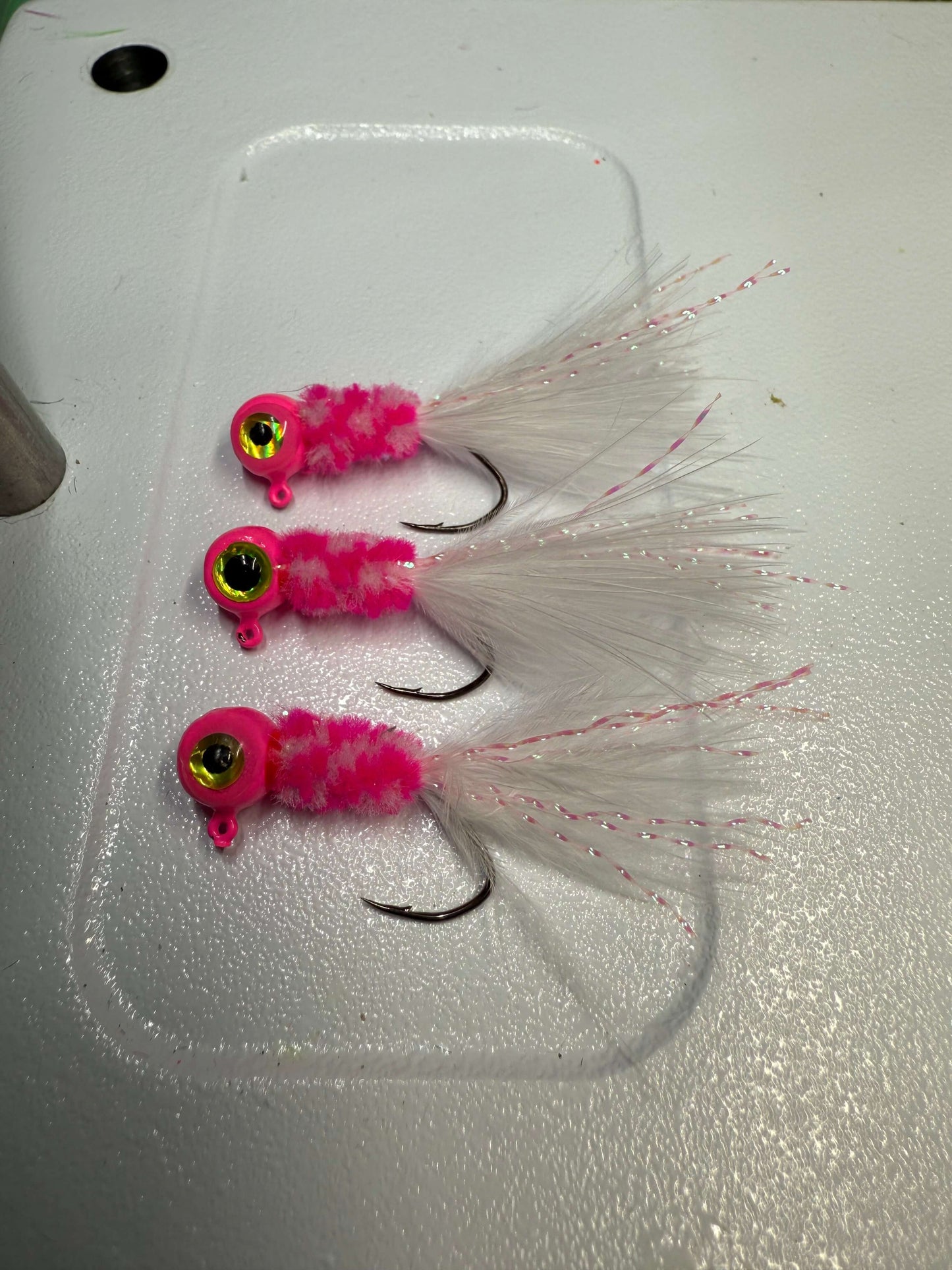 1/16oz Pink & White Hand Tied 3/pack Marabou