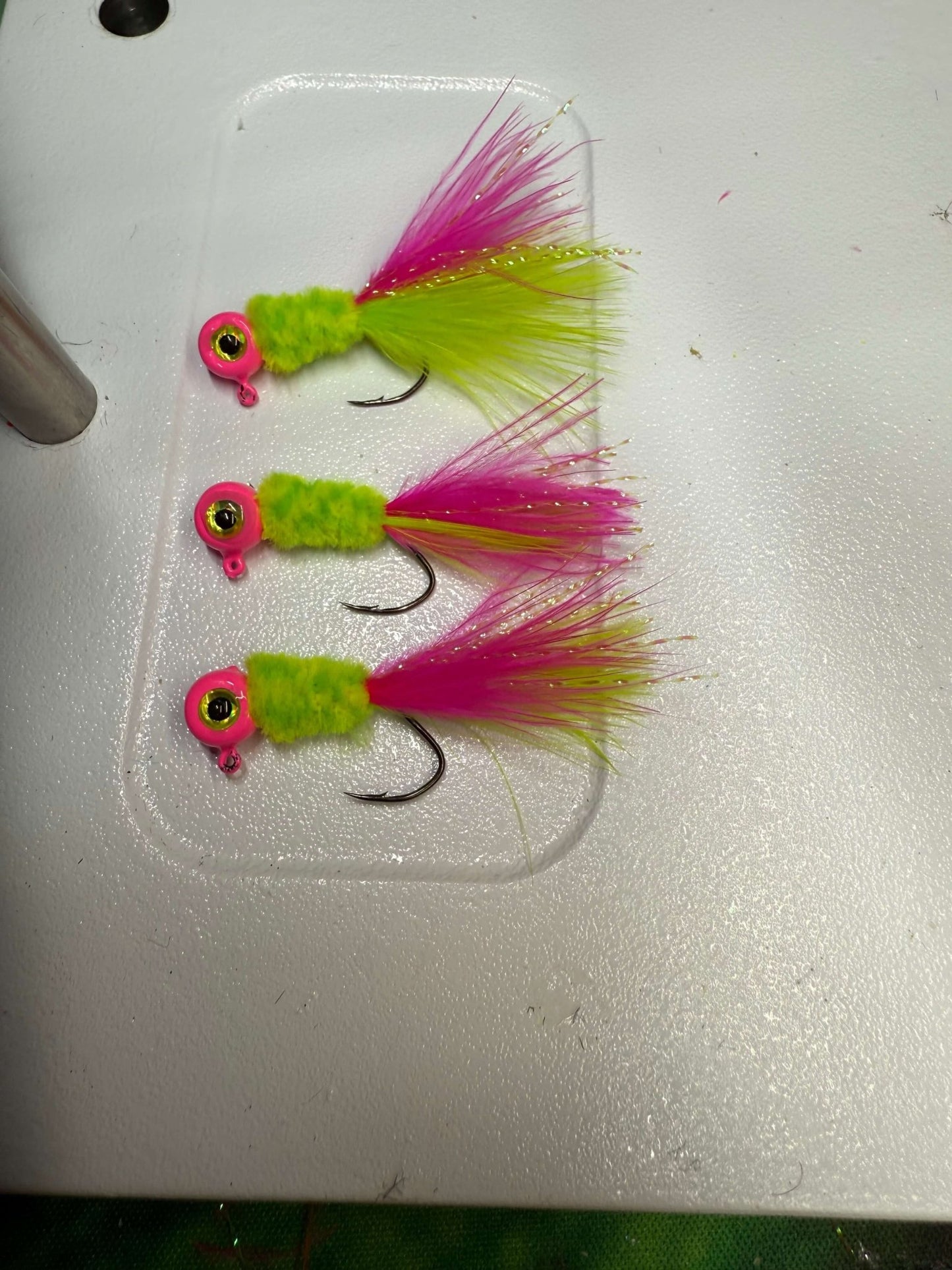 1/16oz Pink Lemonade Hand Tied 3/pack Marabou - Crappie Carnivore