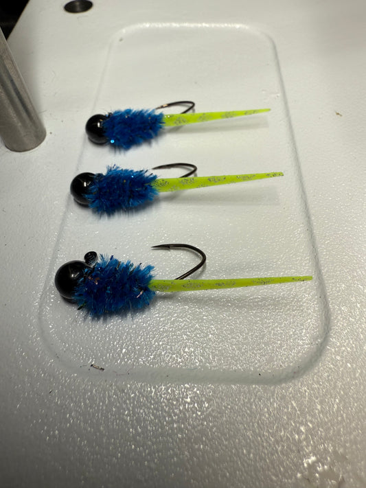 1/16oz Blue Black Chartruse Wedgetail 3/Pack